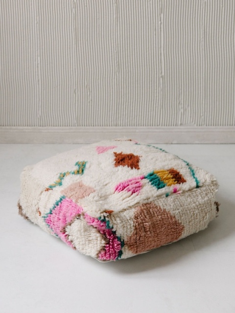 Coloured Moroccan wool poof