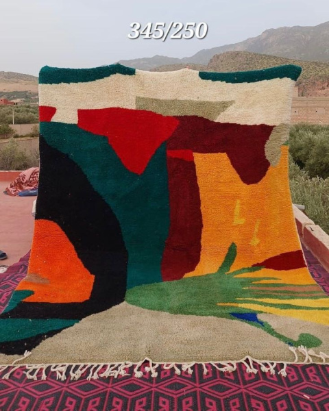 Large Colorful Moroccan Wool Rug